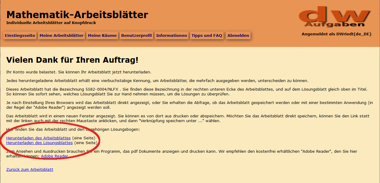 Bild von der Download-Seite