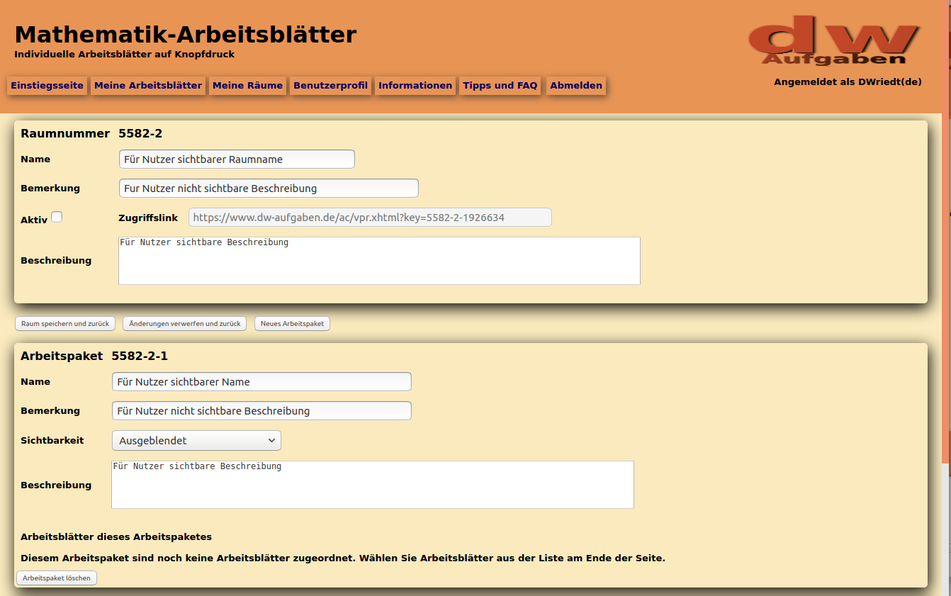Bild eines Raumes - oberer Teil
