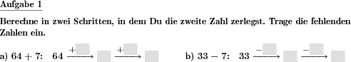 Addieren und Subtrahieren in zwei Schritten mit Pfeildiagramm (Beispiel für die Aufgabenstellung)