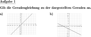 Zu einer vorgegebenen Geraden ist die zugehörige Geradengleichung anzugeben. (Beispiel für die Aufgabenstellung)