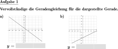 In einer Geradengleichung zu einer vorgegebenen Geraden sind Lücken korrekt zu ergänzen. (Beispiel für die Aufgabenstellung)